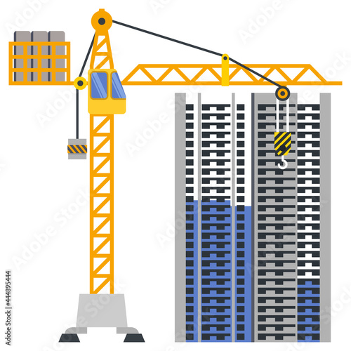 Construction building tower crane illustration