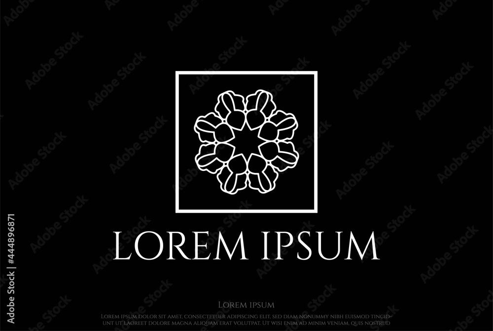 Square Elegant Luxury Flower Line Pattern Logo Design Vector Square Elegant Luxury Flower Line Pattern Logo Design Vector