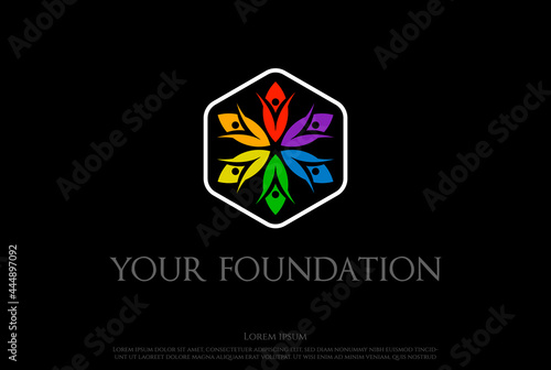 Human Leaf Flower Charity Diversity Community Logo Design Vector