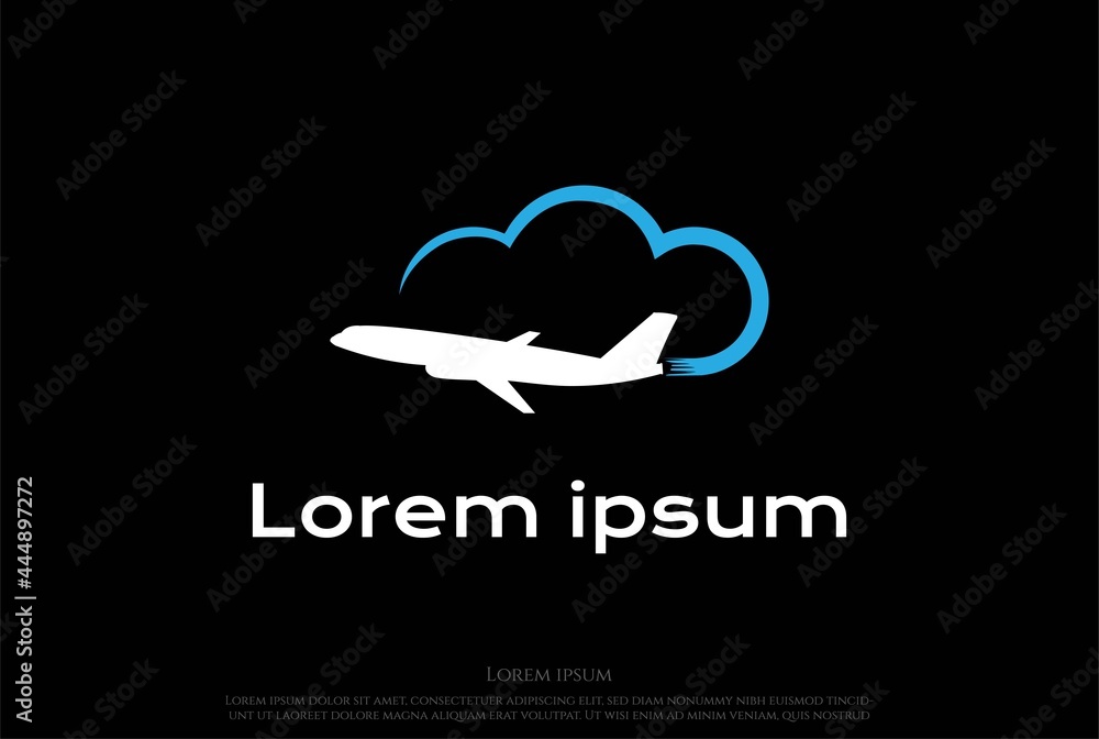 Simple Minimalist Cloud Plane for Travel Technology Logo Design Vector Simple Minimalist Cloud Plane for Travel Technology Logo Design Vector