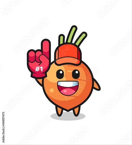 carrot illustration cartoon with number 1 fans glove