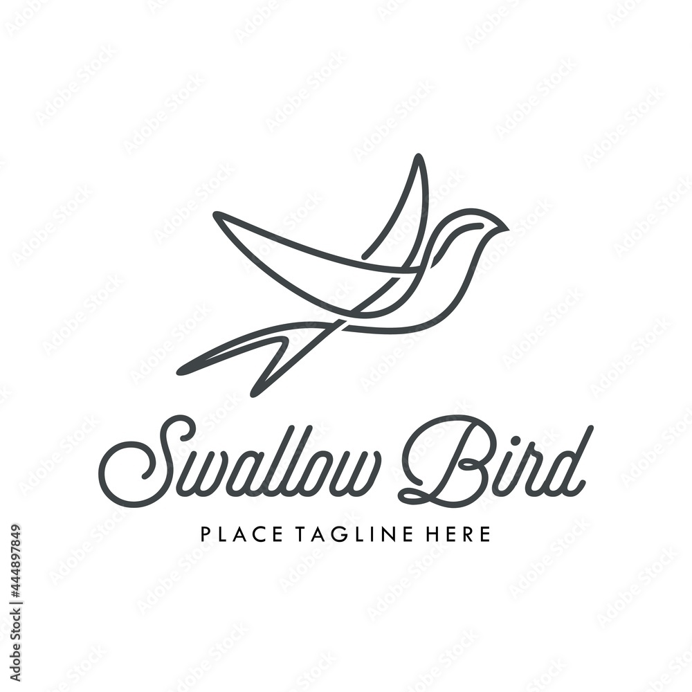 Fototapeta premium Swallow Swift Bird Mono Line Logo Design Vector Image