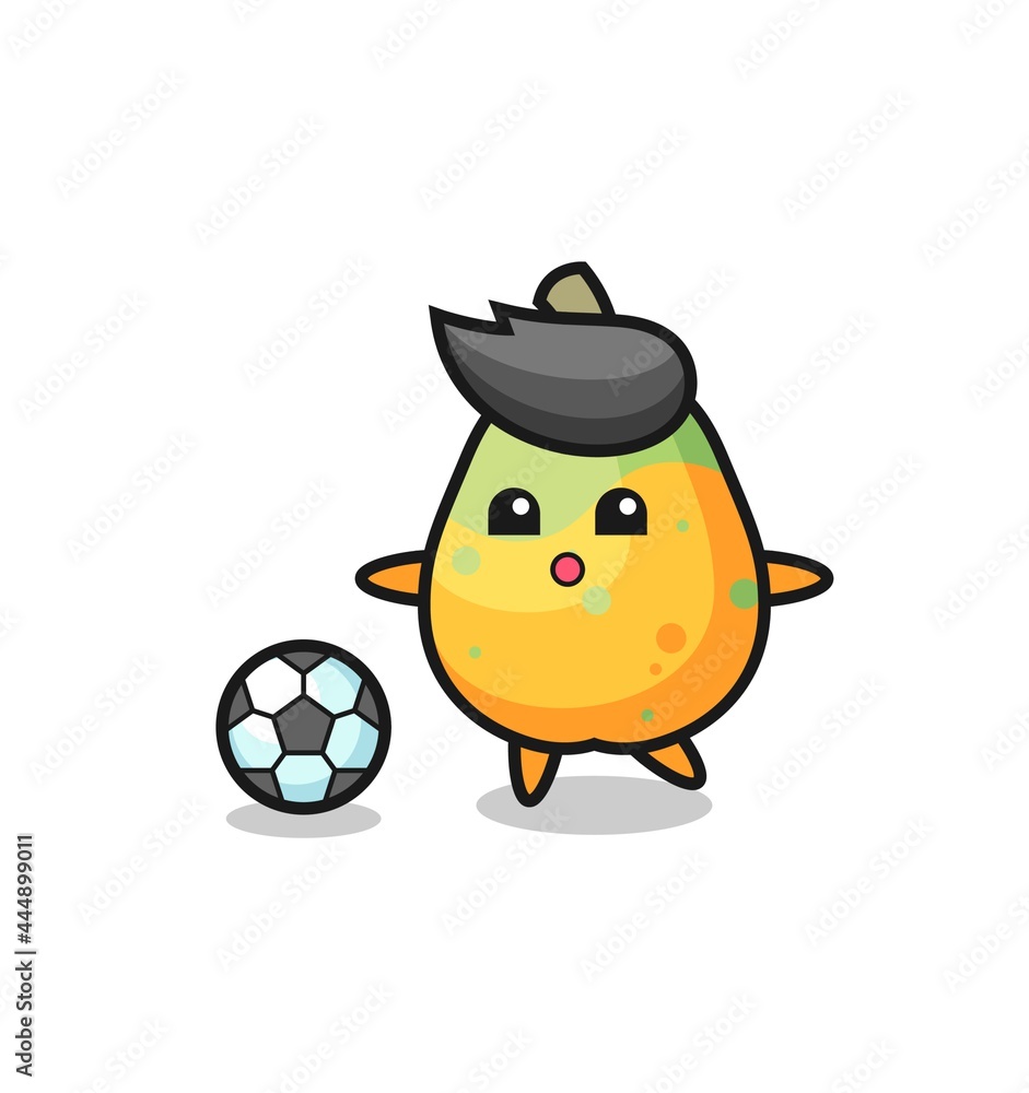 Illustration of papaya cartoon is playing soccer Illustration of papaya cartoon is playing soccer