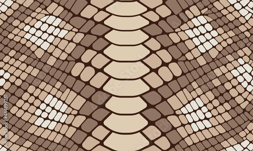 Trendy snake skin vector seamless pattern. Hand drawn wild animal reptile skin, natural brown python repeat texture for fashion print design, fabric, textile, wrapping paper, background, wallpaper