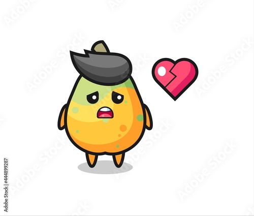 papaya cartoon illustration is broken heart