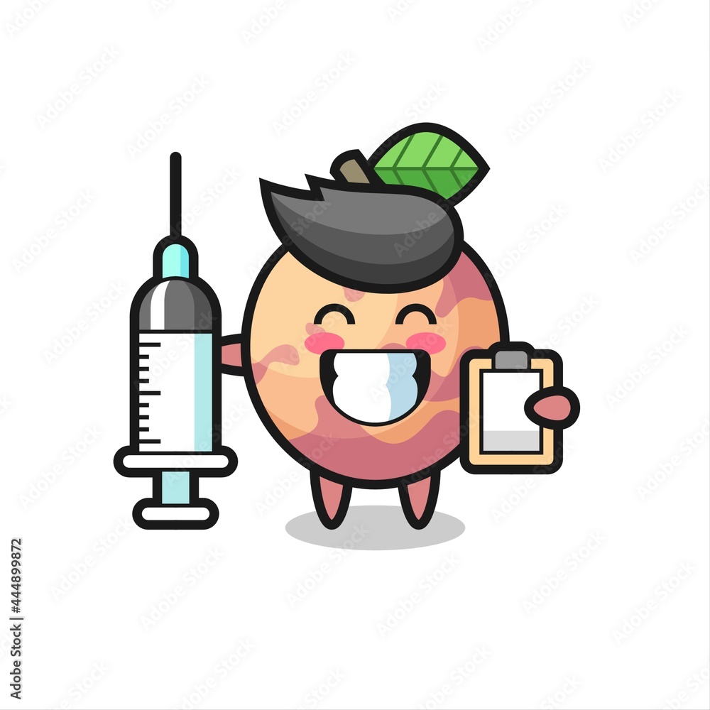 Mascot Illustration of pluot fruit as a doctor Mascot Illustration of pluot fruit as a doctor