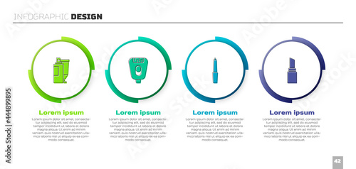 Set Cream or lotion cosmetic tube, Epilator, Nail file and Lipstick. Business infographic template. Vector