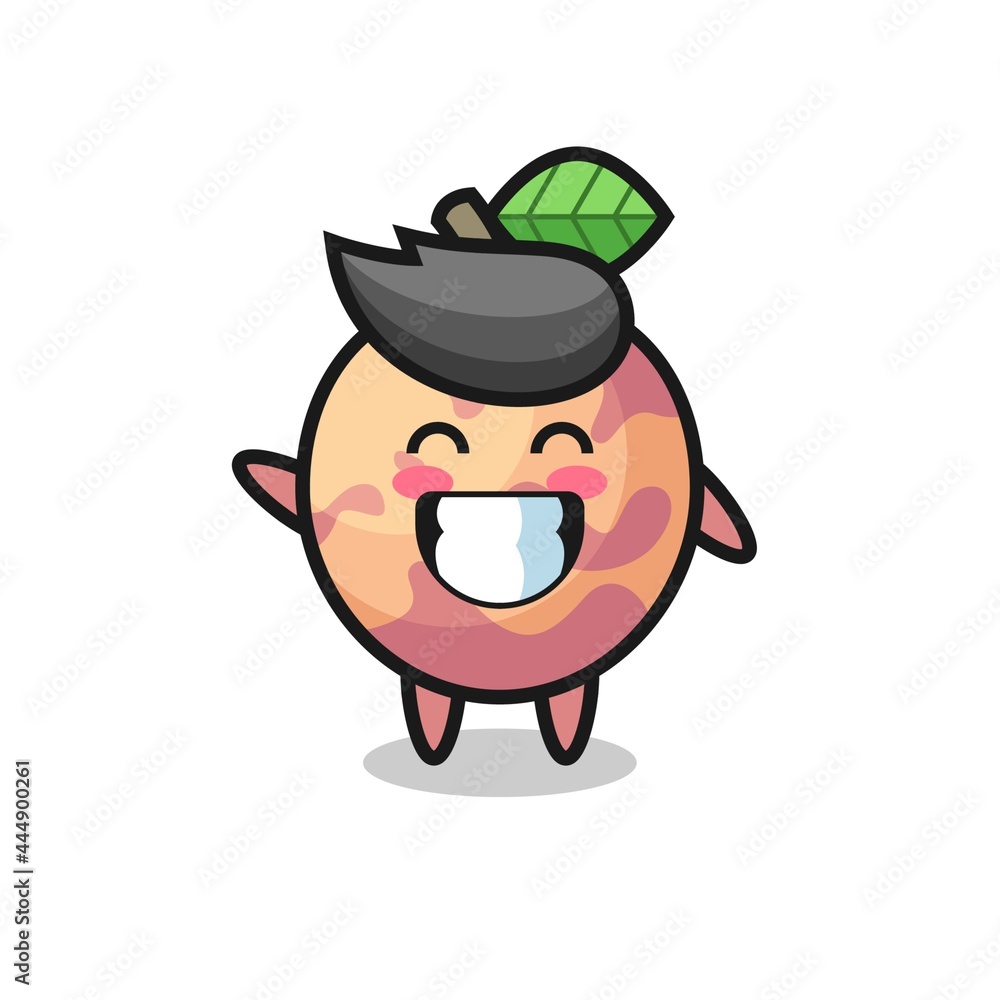 pluot fruit cartoon character doing wave hand gesture pluot fruit cartoon character doing wave hand gesture