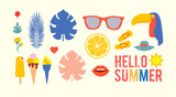 Hello, summer! Vintage season collection for holiday, relax and vacation.