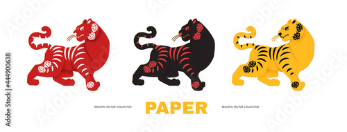 Happy chinese new year 2022 tiger set. Animal character collection.