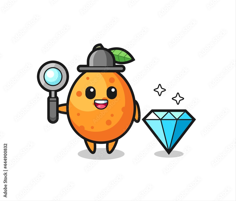 Illustration of kumquat character with a diamond