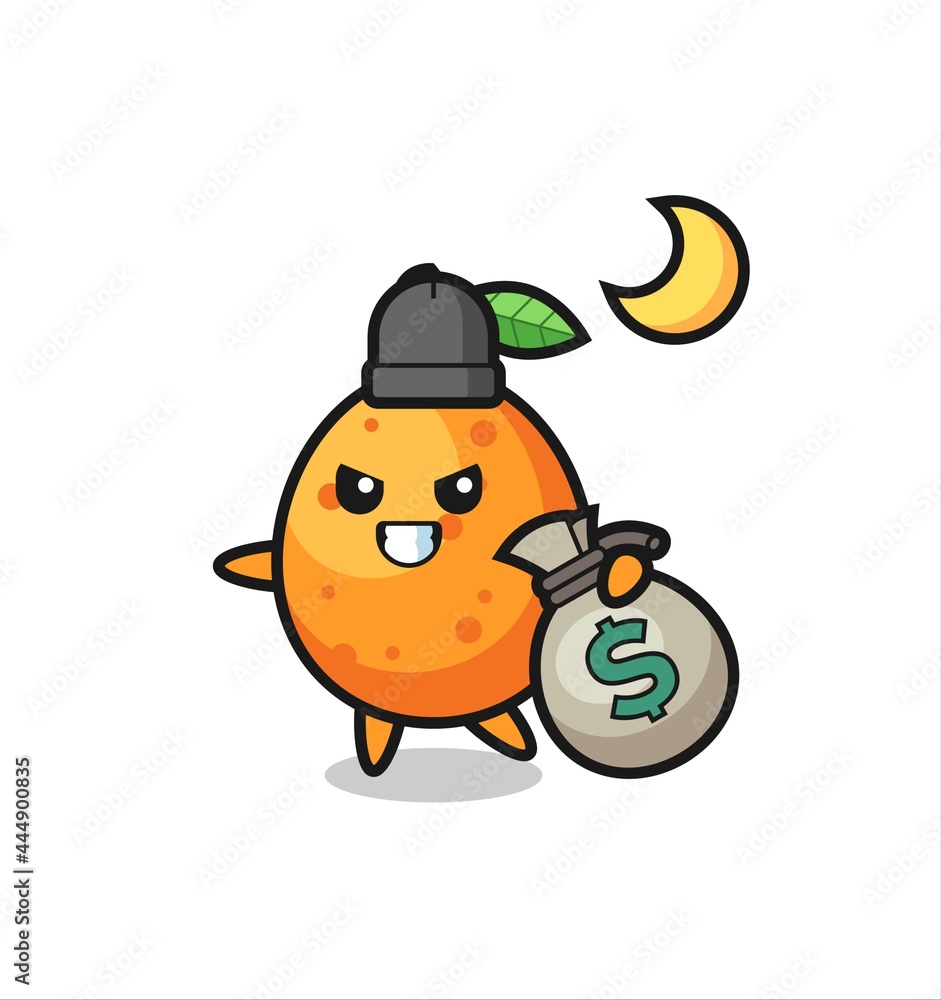 Illustration of kumquat cartoon is stolen the money Illustration of kumquat cartoon is stolen the money