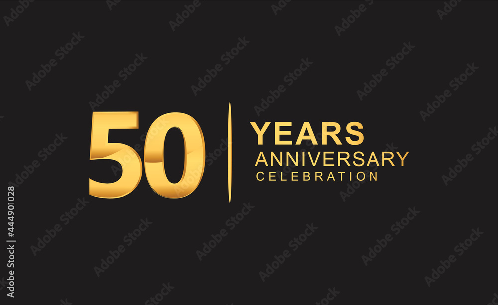 Obraz premium 50th years anniversary celebration design with golden color isolated on black background for celebration event