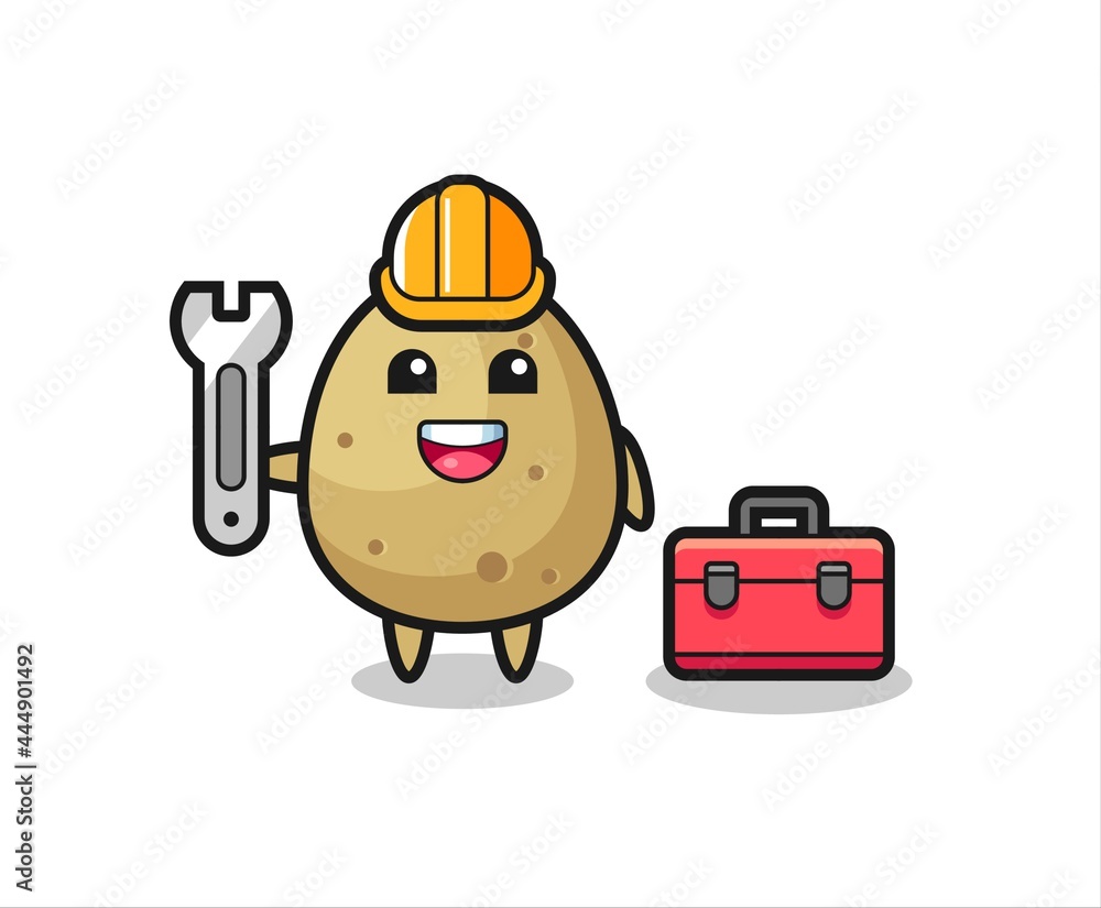Mascot cartoon of potato as a mechanic Mascot cartoon of potato as a mechanic