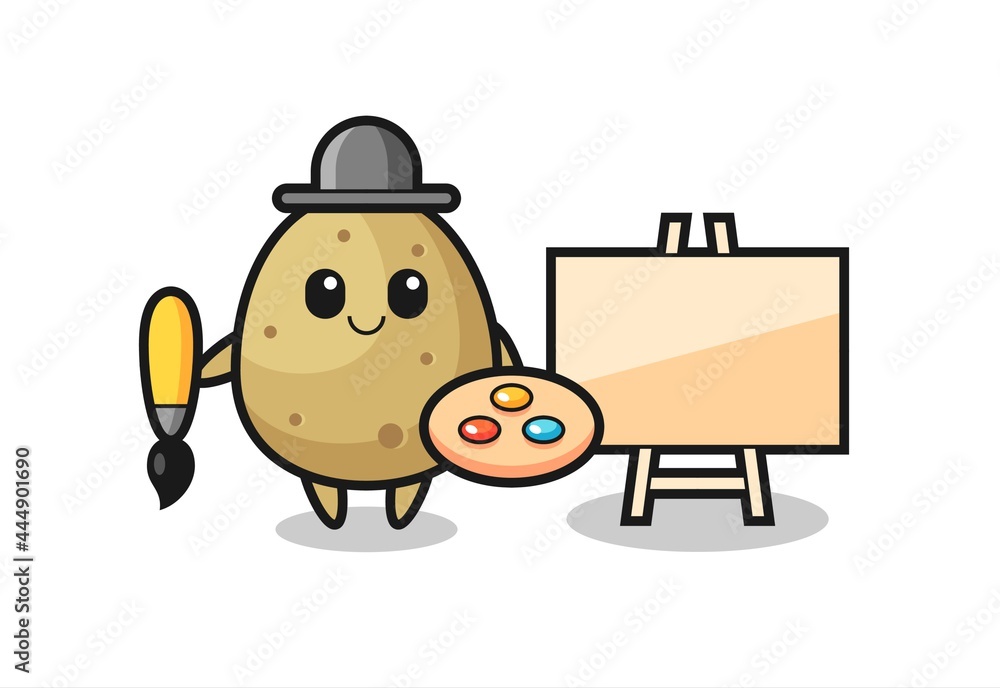 Illustration of potato mascot as a painter Illustration of potato mascot as a painter