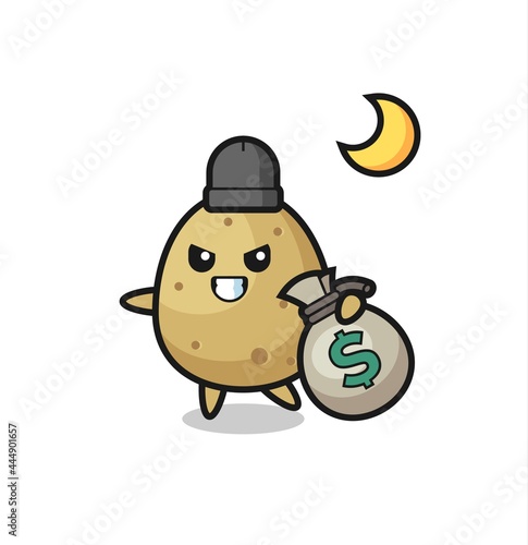 Illustration of potato cartoon is stolen the money
