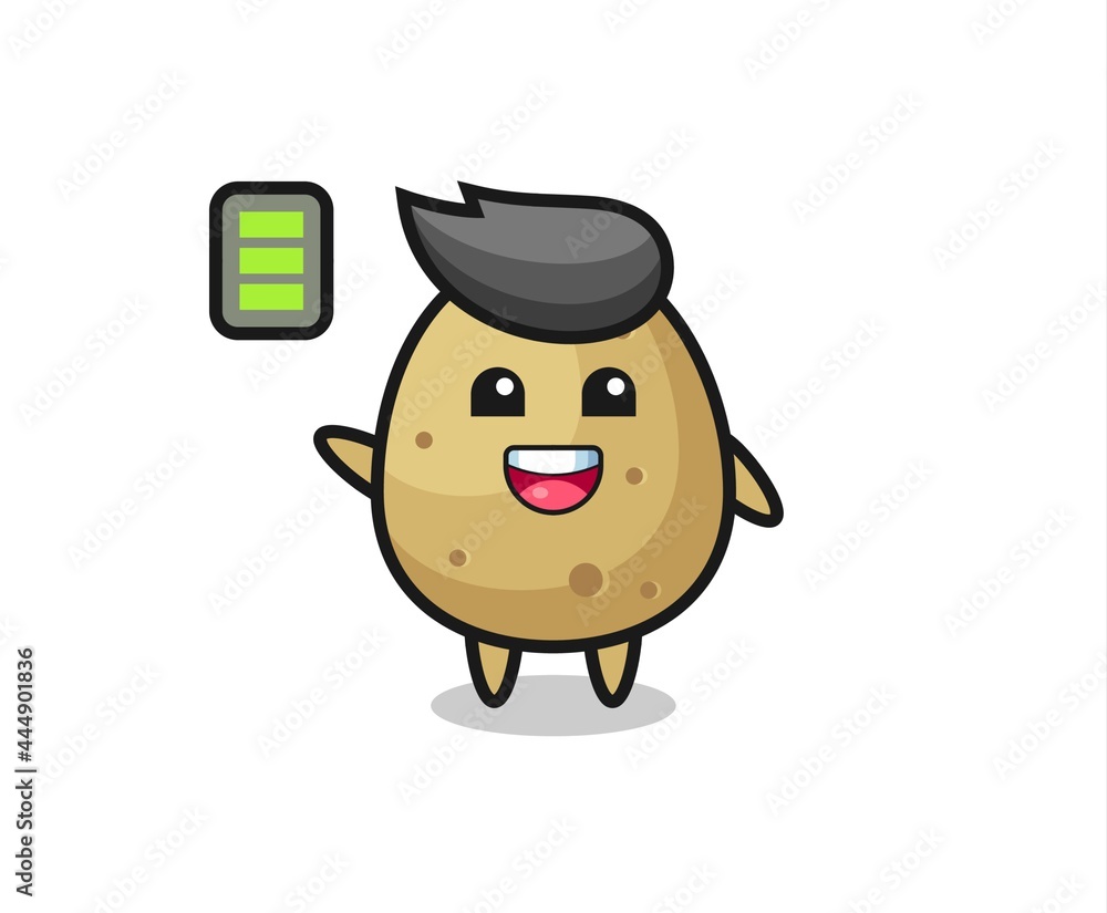 potato mascot character with energetic gesture