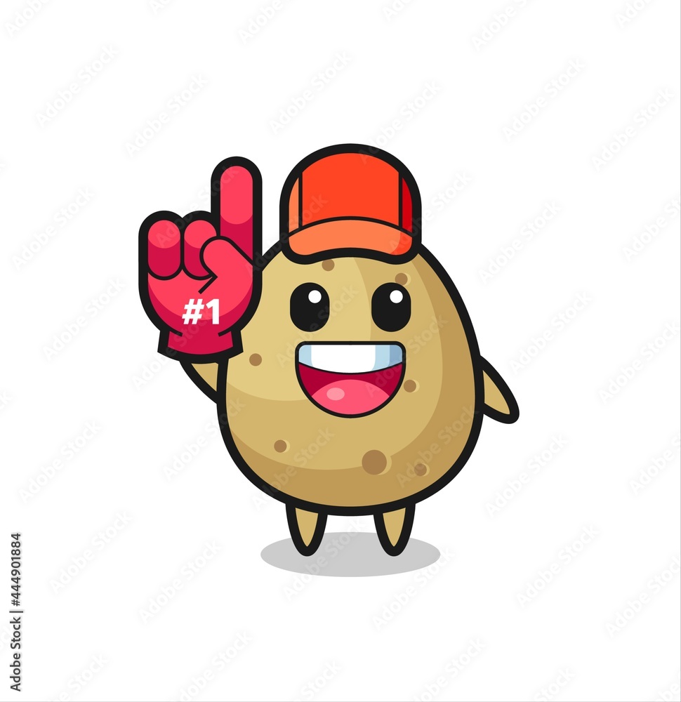 potato illustration cartoon with number 1 fans glove potato illustration cartoon with number 1 fans glove
