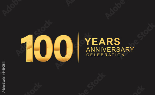 100th years anniversary celebration design with golden color isolated on black background for celebration event