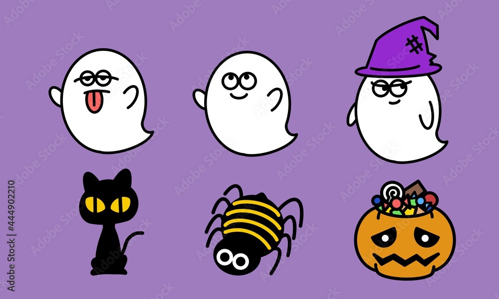 Fototapeta premium シンプルで可愛いハロウィンアイコンセット Simple halloween icon set