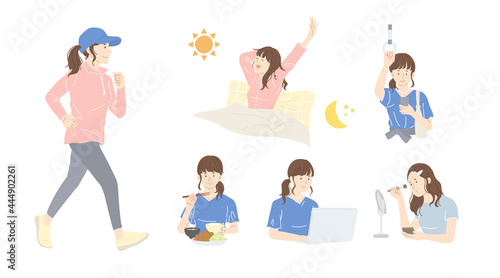 OLの一日、女性、過ごし方、ライフスタイル、セット