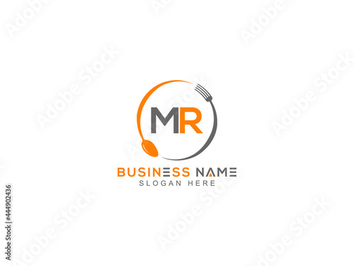 Letter MR Logo, restaurants mr logo icon with line style knife vector for modern kitchen health and food company or business
