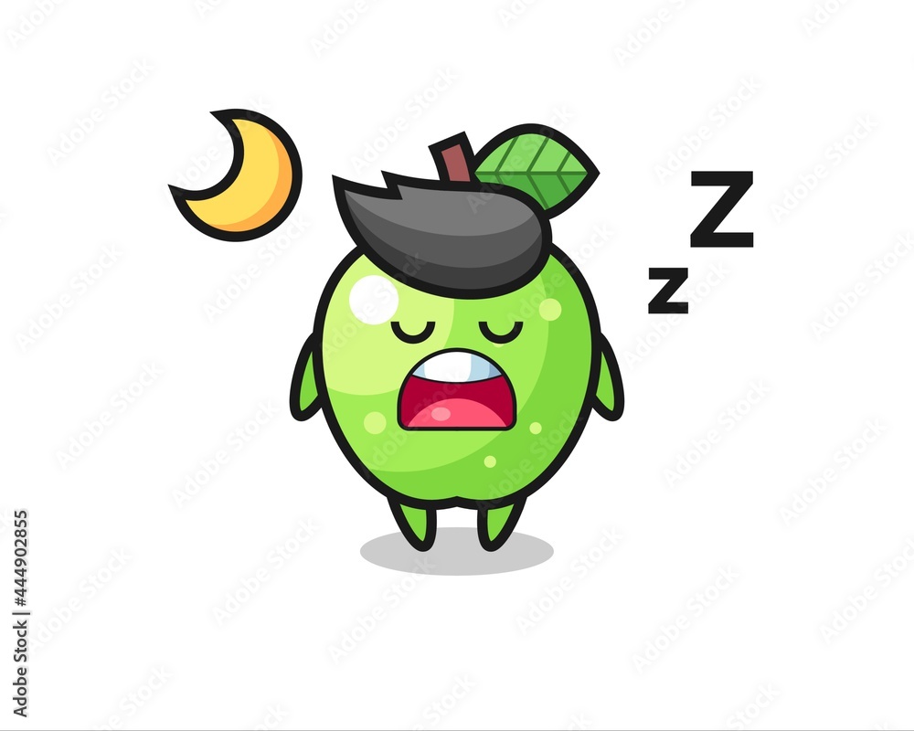 green apple character illustration sleeping at night green apple character illustration sleeping at night