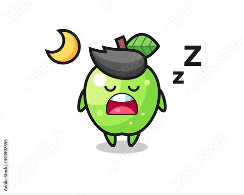 green apple character illustration sleeping at night