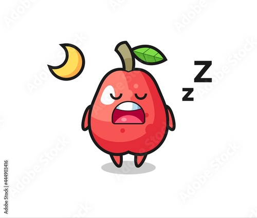 water apple character illustration sleeping at night