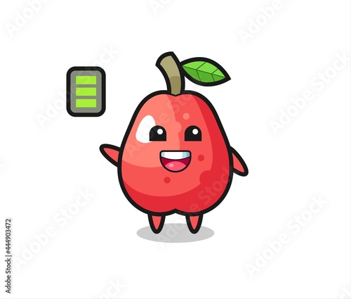 water apple mascot character with energetic gesture