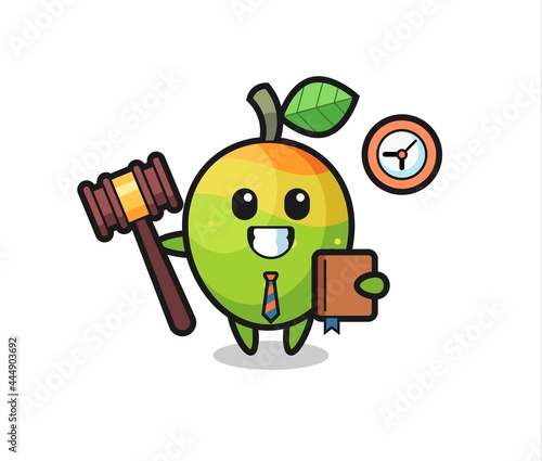 Mascot cartoon of mango as a judge