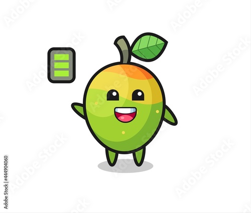 mango mascot character with energetic gesture