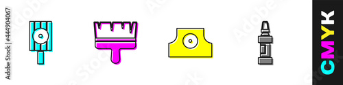 Set Spray can nozzle cap, Paint brush, and Marker pen icon. Vector