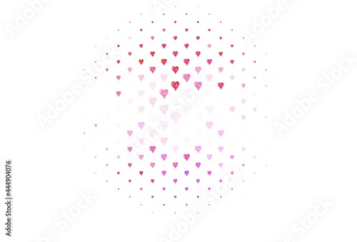 Light Pink  Red vector template with doodle hearts.