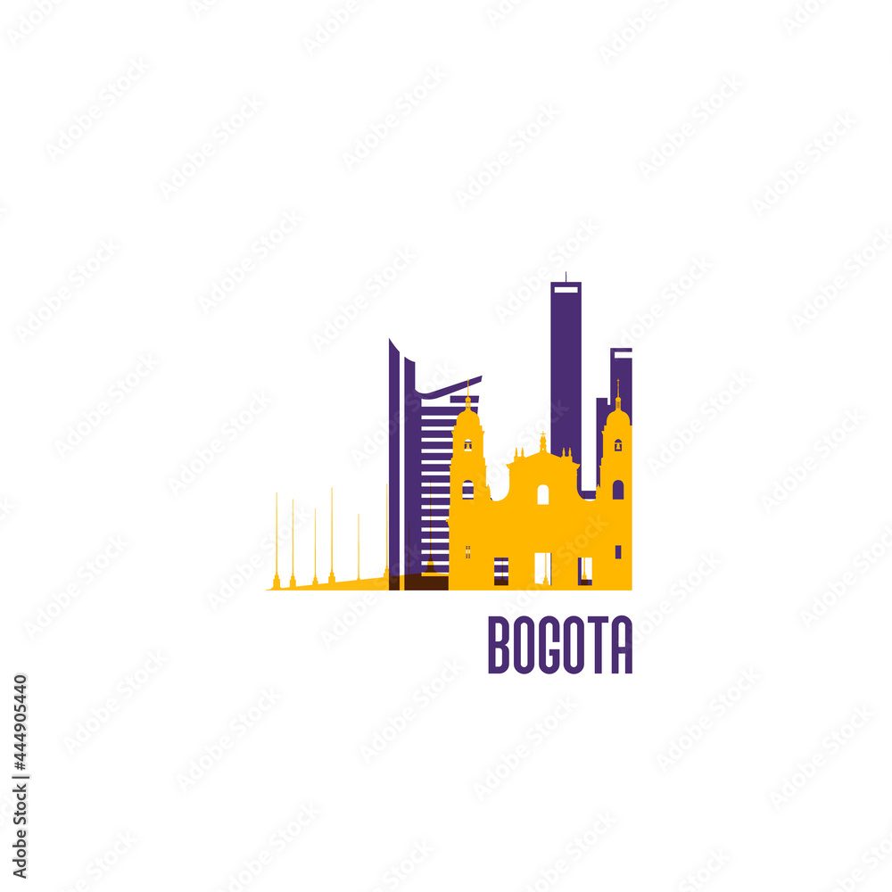 Bogota city emblem. Colorful buildings. Vector illustration.