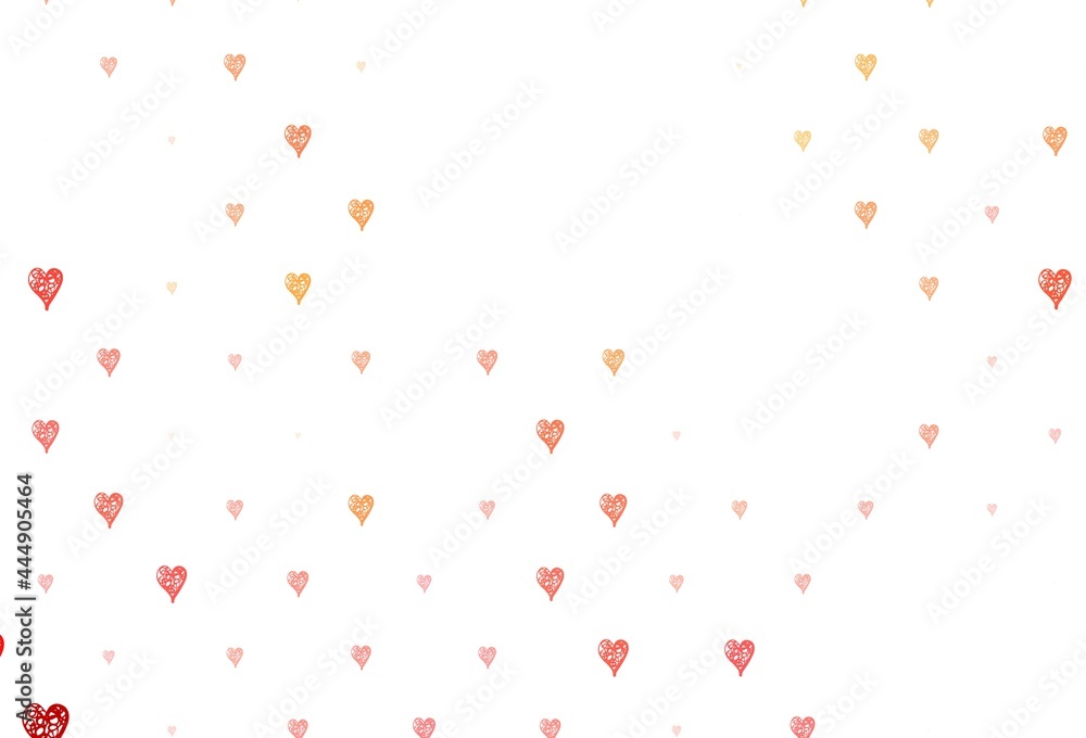 Light Red, Yellow vector pattern with colorful hearts.