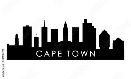 Cape Town skyline silhouette. Black Cape Town city design isolated on white background.