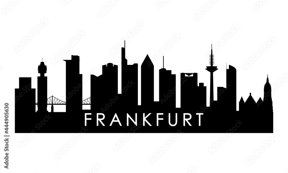 Frankfurt skyline silhouette. Black Frankfurt city design isolated on white background.