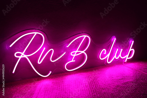 Pink neon sign RnB club. Trendy style. Neon sign. Custom neon. Club decor.