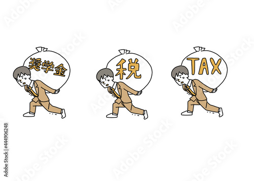 重荷を抱える男性イラストセット