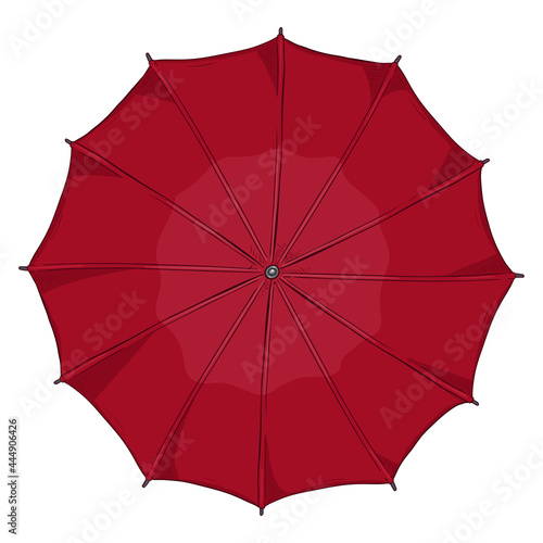 Vector Cartoon Umbrella Illustration. Top View.