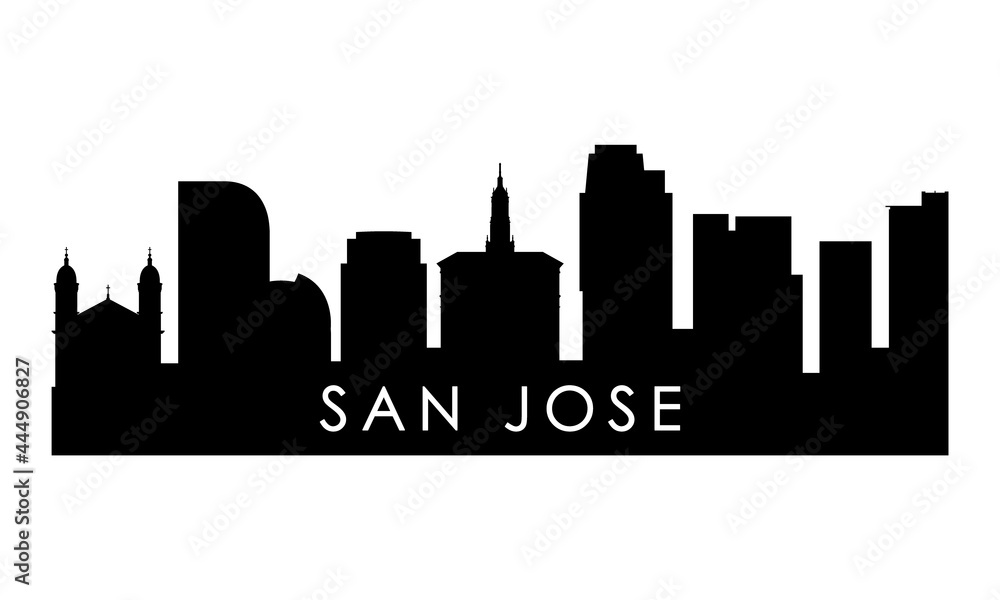 San Jose skyline silhouette. Black San Jose city design isolated on white background.