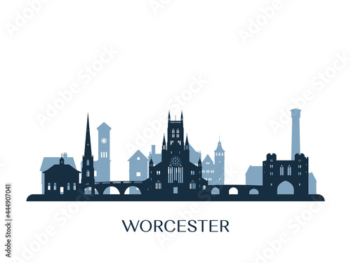 Worcester skyline, monochrome silhouette. Vector illustration. photo
