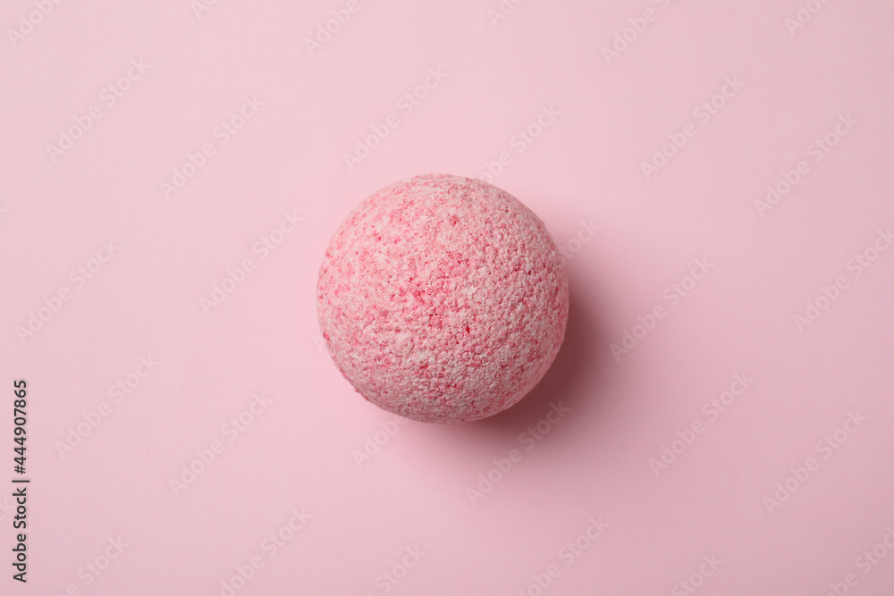 Bath ball on pink background, close up Bath ball on pink background, close up