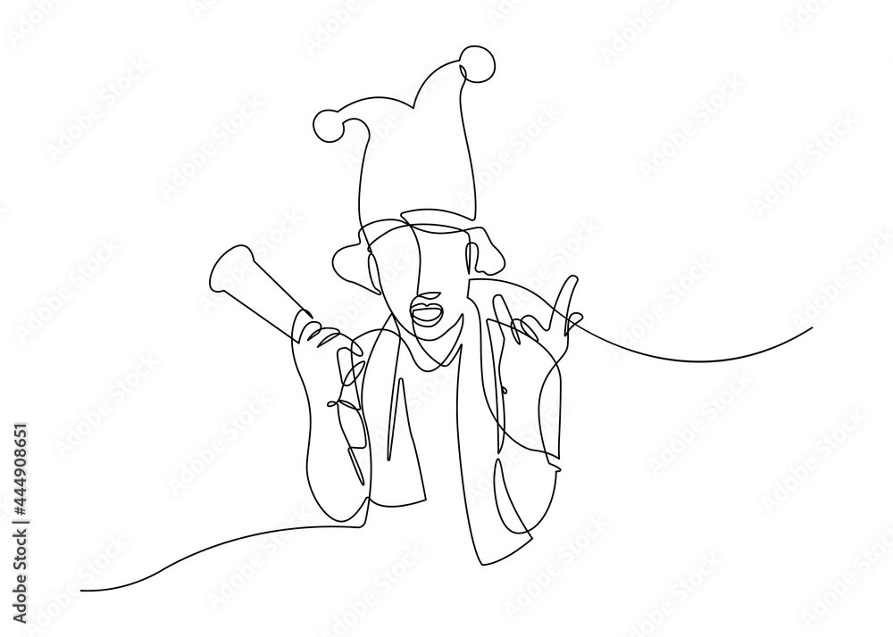 Fototapeta premium continuous line drawing of men cheering