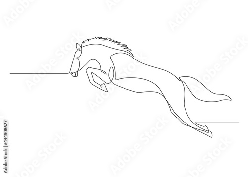 Continuous line drawing jumper of horse