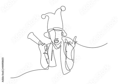 continuous line drawing of men cheering