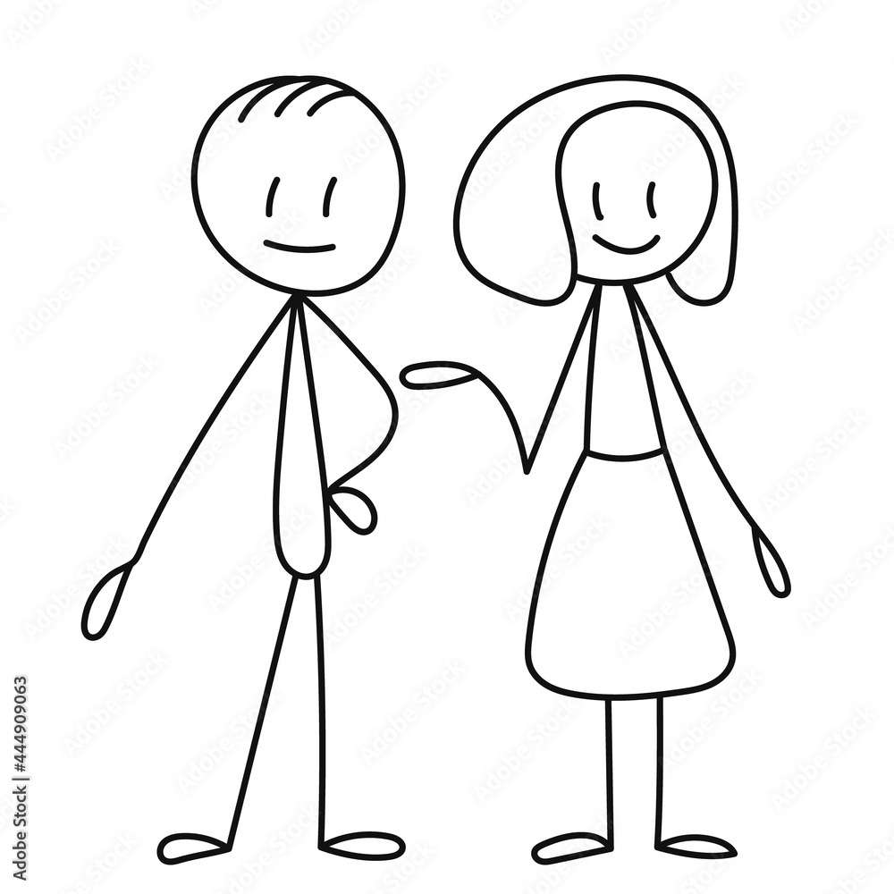 stick figure man and woman, isolated, vector stick figure man and woman, isolated, vector