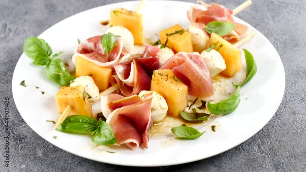 melon salad with mozzarella and ham melon salad with mozzarella and ham