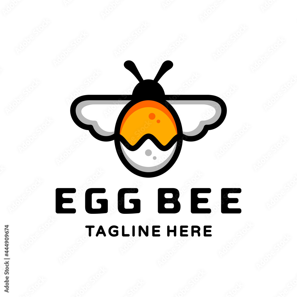 Double Meaning Logo Design Combination of Bee and Egg